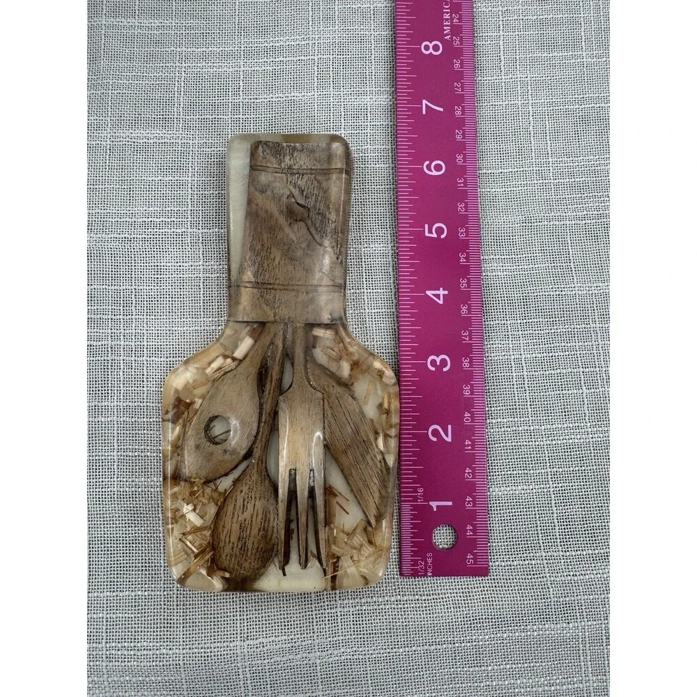 Spoon Rest Boho 70s Resin Rustic Utensil Kitchen Retro Artisan Handmade